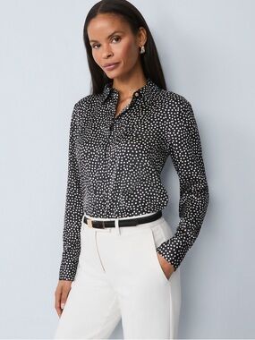 Ann Taylor Dotted Satin Essential Shirt (Small) NWOT